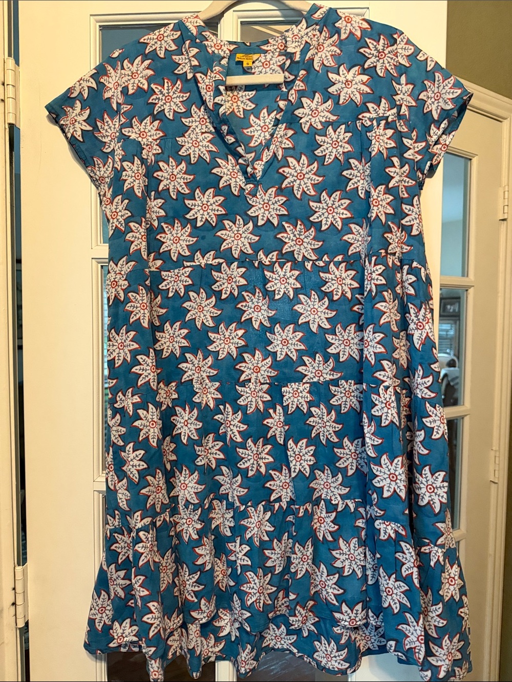 Roberta Roller Rabbit Blue Floral V-Neck Casual Dress